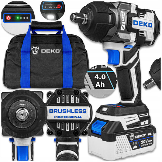 Atsuktuvas smūginis veržliasukis DEKO DKBW20XP01-S1 1/2'' 20V Brushless 800Nm su akumuliatoriumi ir krovikliu