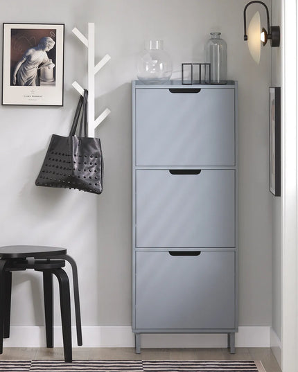 SoBuy aukšta batų spintelė su 3 durelėmis, drabužinė, lentyna FSR151-H-HG