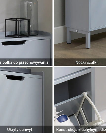 SoBuy aukšta batų spintelė su 3 durelėmis, drabužinė, lentyna FSR151-H-HG