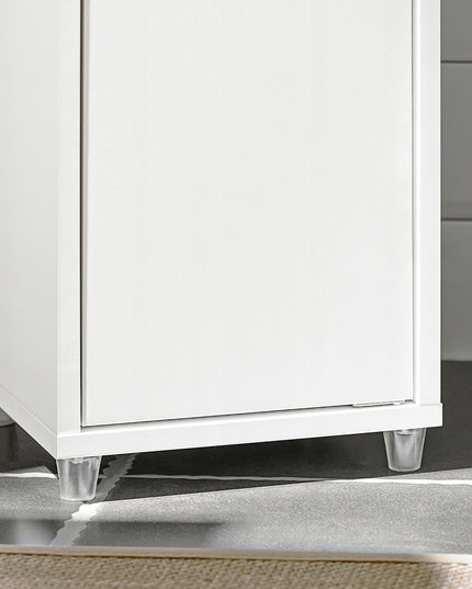 Aukšta Vonios Spintelė su Lentynomis ir Durelėmis, Balta - SoBuy BZR34-W