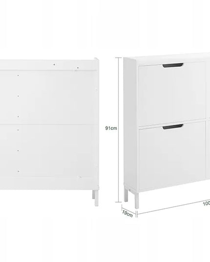 SoBuy balta batų spintelė prieškambariui su 4 durelėmis, 19 cm, FSR100-W
