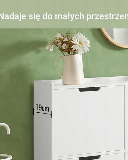 SoBuy balta batų spintelė prieškambariui su 4 durelėmis, 19 cm, FSR100-W