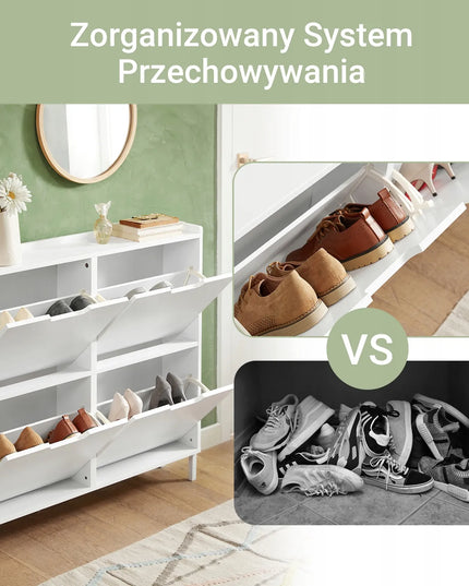 SoBuy balta batų spintelė prieškambariui su 4 durelėmis, 19 cm, FSR100-W