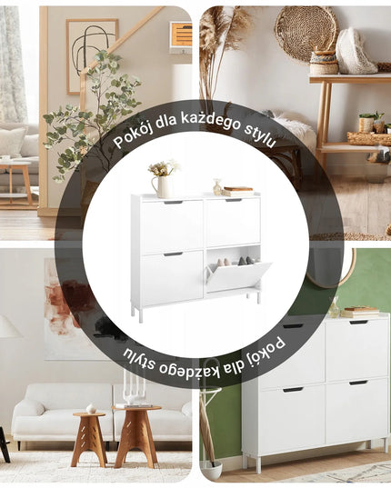 SoBuy balta batų spintelė prieškambariui su 4 durelėmis, 19 cm, FSR100-W