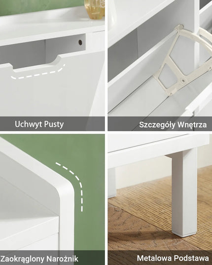 SoBuy balta batų spintelė prieškambariui su 4 durelėmis, 19 cm, FSR100-W