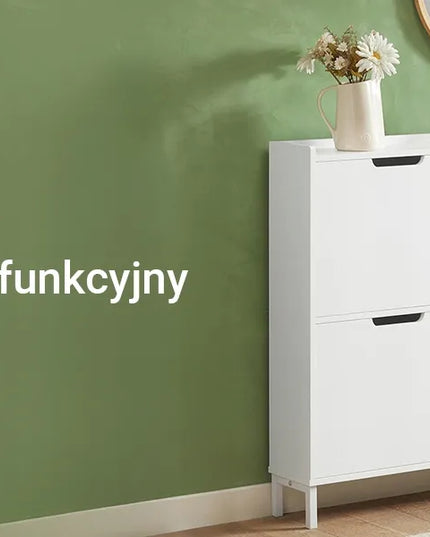 SoBuy balta batų spintelė prieškambariui su 4 durelėmis, 19 cm, FSR100-W