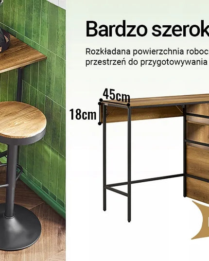 SoBuy baro stalas, ąžuolo spalvos, su lentyna ir spintele, lofto stiliaus, FWT98-PF