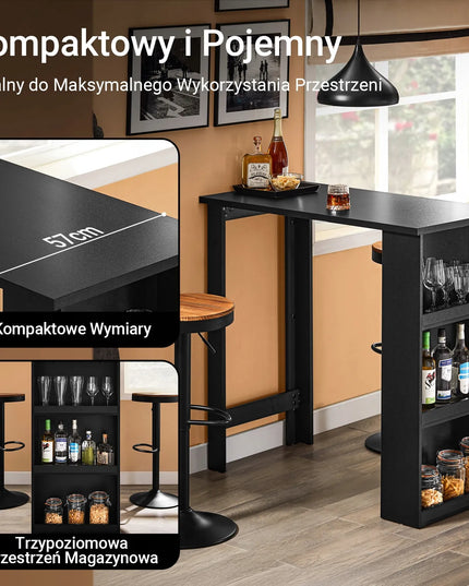 SoBuy baro stalas lofto stiliaus, virtuvės stalas su lentynomis FWT17-II-SCH