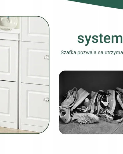 SoBuy batų spintelė, balta, siaura, lentyna, komoda prieškambariui, FSR79-W
