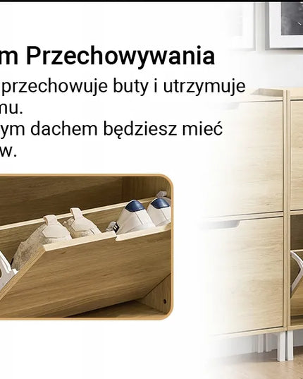SoBuy batų spintelė su 4 durelėmis, medaus ąžuolo spalvos, prieškambario komoda FSR100-N
