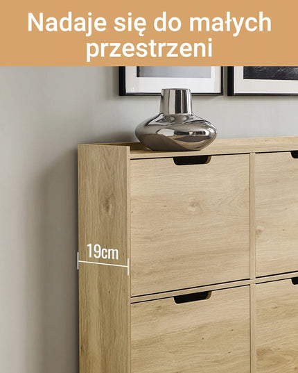 SoBuy batų spintelė su 4 durelėmis, medaus ąžuolo spalvos, prieškambario komoda FSR100-N