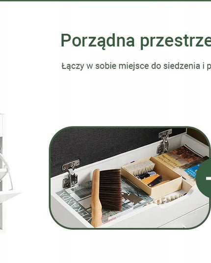 SoBuy batų spintelė su daiktadėže ir sėdyne, balta, FSR95-W