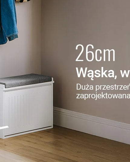 SoBuy batų spintelė su stalčiumi ir 2 atveriamomis durelėmis, prieškambario lentyna FSR165-W