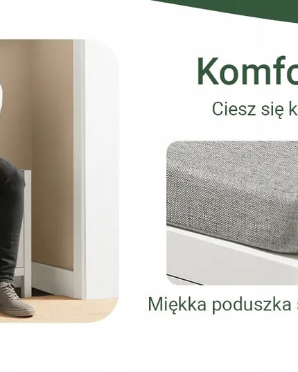 SoBuy batų spintelė-suoliukas su sėdyne prieškambariui FSR63-II-W