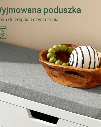SoBuy batų spintelė-suoliukas su sėdyne prieškambariui FSR63-II-W