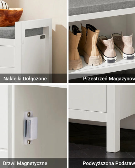 SoBuy batų spintelė-suoliukas su sėdyne prieškambariui FSR63-II-W
