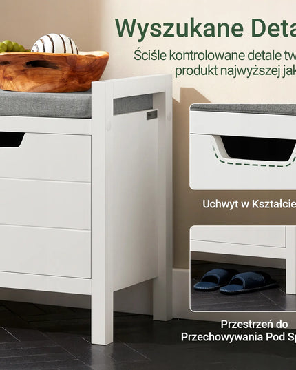SoBuy batų spintelė-suoliukas su sėdyne prieškambariui FSR63-II-W