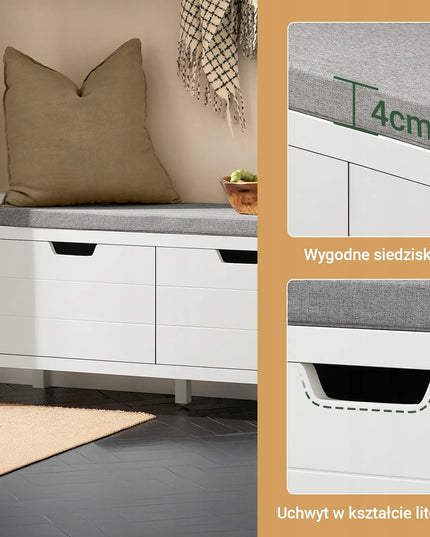 SoBuy batų spintelė-suoliukas su sėdyne prieškambariui FSR63-II-W