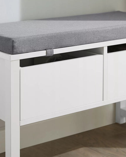 SoBuy batų suoliukas su sėdyne ir 2 stalčiais, FSR88-W, baltas