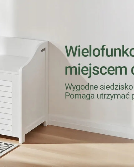 SoBuy laisvai pastatomas skalbinių krepšys su 40L talpa, baltas FSR40-W