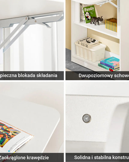 SoBuy modernus baltas sulankstomas kompiuterio stalas su lentynomis FWT92-W