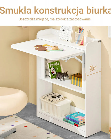 SoBuy modernus baltas sulankstomas kompiuterio stalas su lentynomis FWT92-W