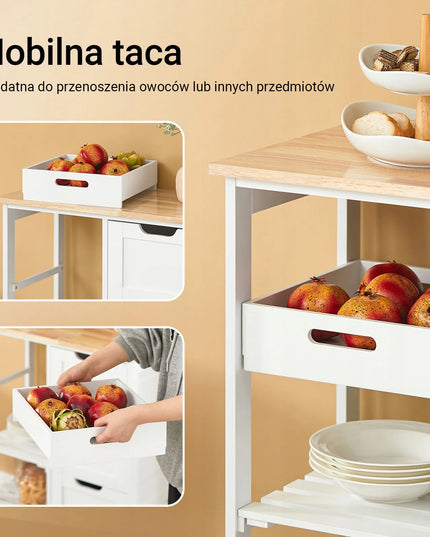 SoBuy pastatoma virtuvės spintelė su 3 stalčiais ir lentynomis, balta FKW79-W
