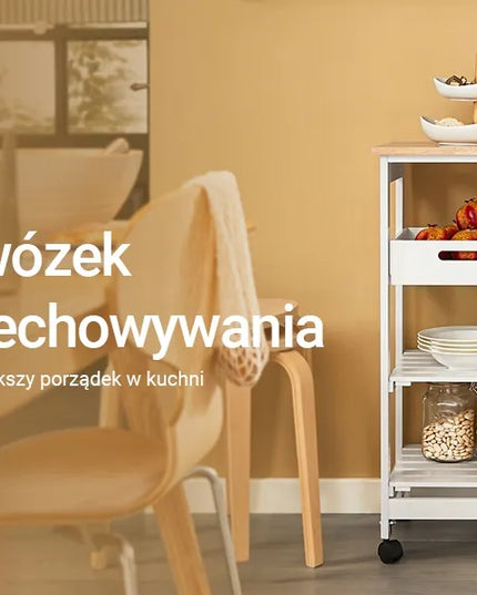 SoBuy pastatoma virtuvės spintelė su 3 stalčiais ir lentynomis, balta FKW79-W