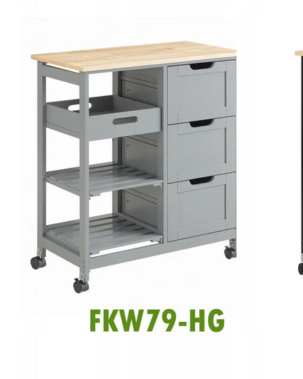 SoBuy pastatoma virtuvės spintelė su 3 stalčiais ir lentynomis, balta FKW79-W