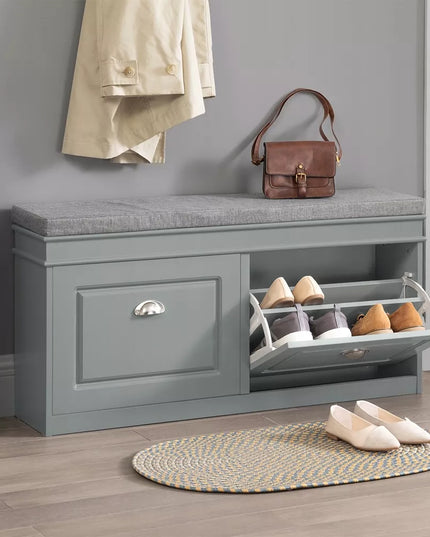 SoBuy siaura batų spintelė su sėdimąja vieta prieškambariui, 24 cm, FSR64-HG