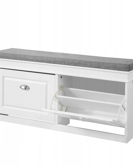 SoBuy siaura batų spintelė su sėdimąja vieta prieškambariui, 24 cm, FSR64-HG