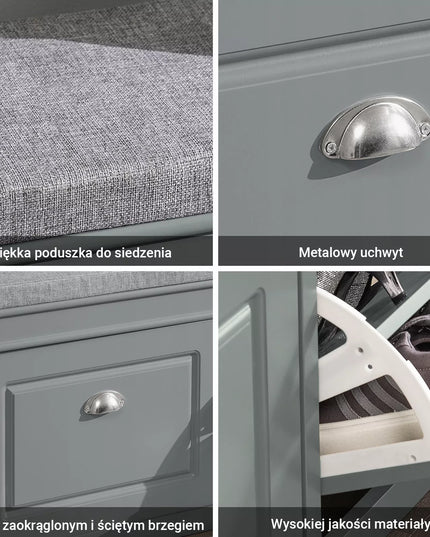 SoBuy siaura batų spintelė su sėdimąja vieta prieškambariui, 24 cm, FSR64-HG