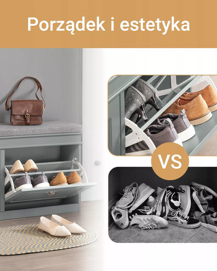 SoBuy siaura batų spintelė su sėdimąja vieta prieškambariui, 24 cm, FSR64-HG