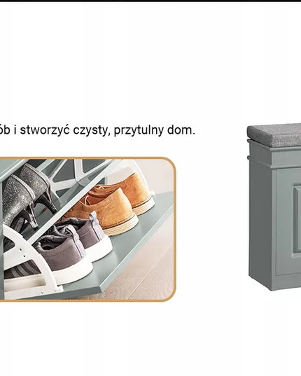 SoBuy siaura batų spintelė su sėdimąja vieta prieškambariui, 24 cm, FSR64-HG