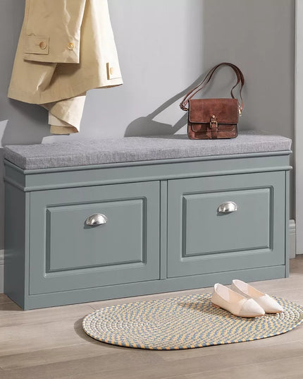 SoBuy siaura batų spintelė su sėdimąja vieta prieškambariui, 24 cm, FSR64-HG