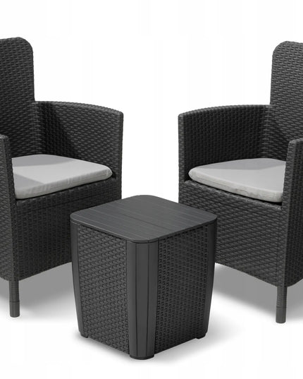Sodo baldų komplektas 2 foteliai 1 stalas 3 dalių ABIKO Miami Balcony