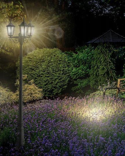 Sodo LED šviestuvas 227 cm pastatomas lauko žibintas 3x E27 stulpas