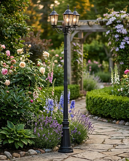 Sodo LED šviestuvas 227 cm pastatomas lauko žibintas 3x E27 stulpas