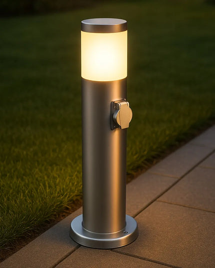 Sodo LED šviestuvas 65 cm su 230 V lizdu, pastatomas stulpelis, E27