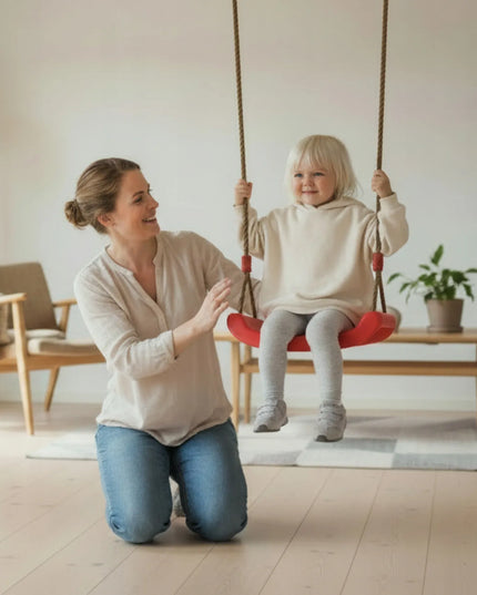 Sodo sūpynės vaikams SEVERNO Kids ZOYA, patvari kėdutė su lenta, raudonos