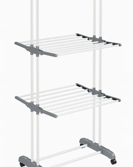 SONGMICS didelė pastatoma vertikali drabužių džiovykla, balta-pilka, LLR701W01V1