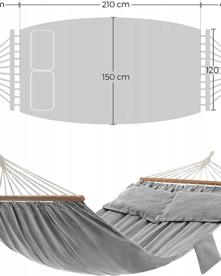 Songmics pilkas hamakas su skersiniu, 300 kg, 210 x 150 cm