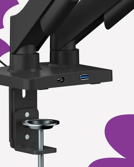 Spacetronik dvigubas stalinis monitorių laikiklis 17-32 coliams su USB, 18kg, VESA