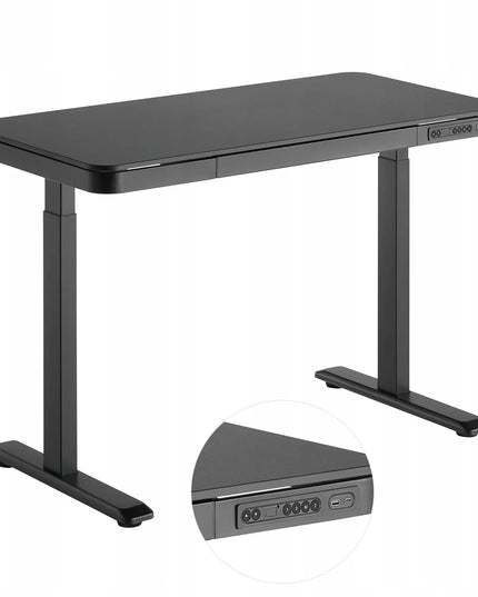 Spacetronik elektrinis reguliuojamas stalas 120x60, su stalčiumi, USB ir kabliuku, 60 kg