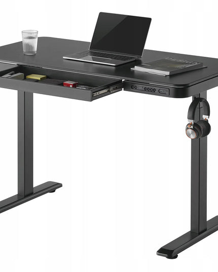 Spacetronik elektrinis reguliuojamas stalas 120x60, su stalčiumi, USB ir kabliuku, 60 kg