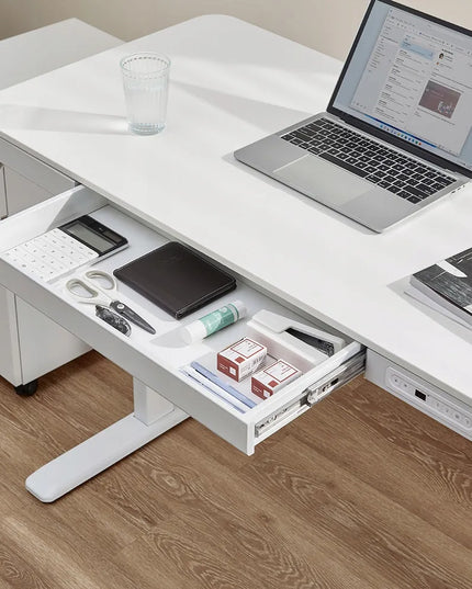 Spacetronik elektrinis reguliuojamas stalas 120x60, su stalčiumi, USB ir kabliuku, 60 kg