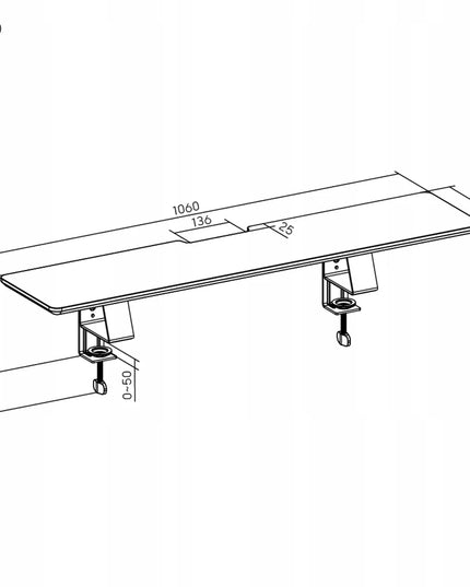 Spacetronik monitorio lentyna stalui, 106 cm, juoda