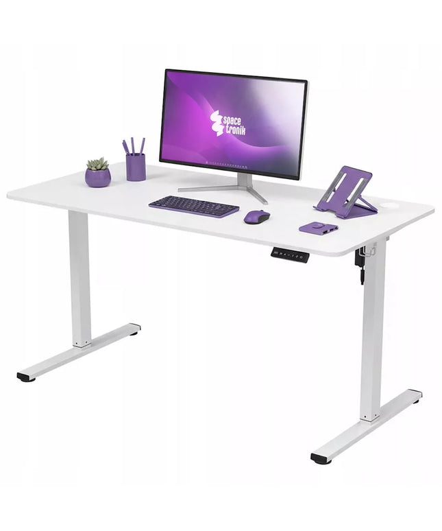 Spacetronik Moris elektrinis reguliuojamo aukščio stalas, 140x70 cm, baltas, LED skydelis