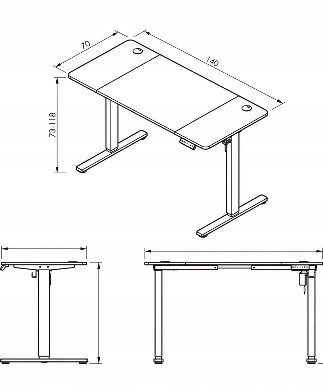 Spacetronik Moris elektrinis reguliuojamo aukščio stalas, 140x70 cm, baltas, LED skydelis