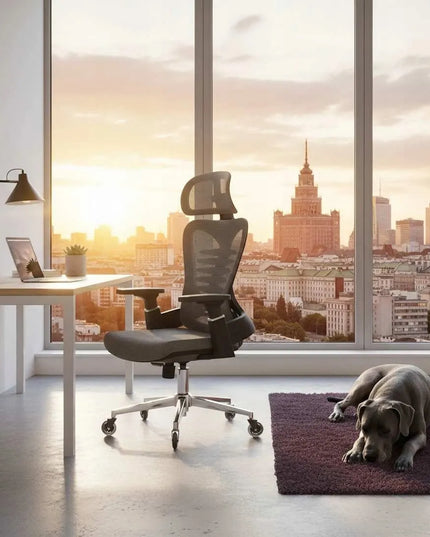 Spacetronik pilkas ergonomiškas tinklinis biuro kėdė